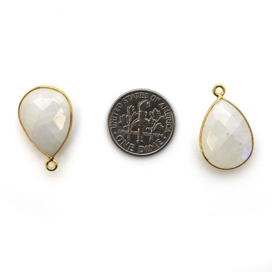 Wholesale Gold plated Sterling Silver Teardrop Moonstone Bezel Gemstone Pendant, Wholesale Gemstone Pendants for Jewelry Making