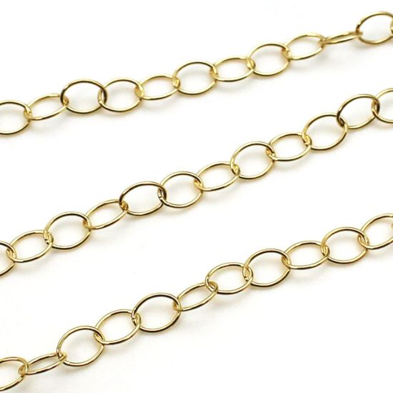 Wholesale Chain, Gold plated Sterling Silver Big Round Oval Cable Chain 8 by 6mm Bulk Chain by the foot