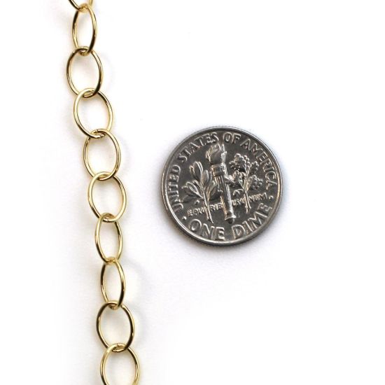 Wholesale Chain, Gold plated Sterling Silver Big Round Oval Cable Chain 8 by 6mm Bulk Chain by the foot