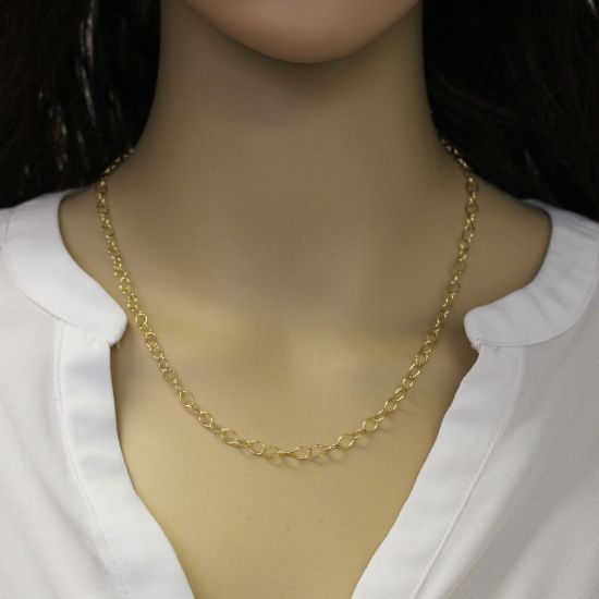 Wholesale Gold Over Sterling Silver Chain Necklace - Gold Plated Bracelet, Anklet -5 x 4 Thick Round Oval Cable Chain Necklace - All Sizes