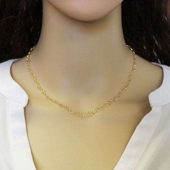 Wholesale Gold Over Sterling Silver Finished Chain - Heart Link Chain