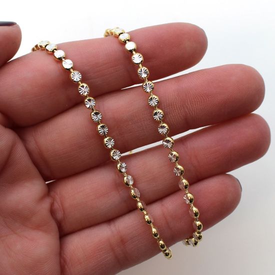 Wholesale Yellow Gold Over Sterling Silver Finished Chain -  3mm Double Sided Diamond Cut Chain