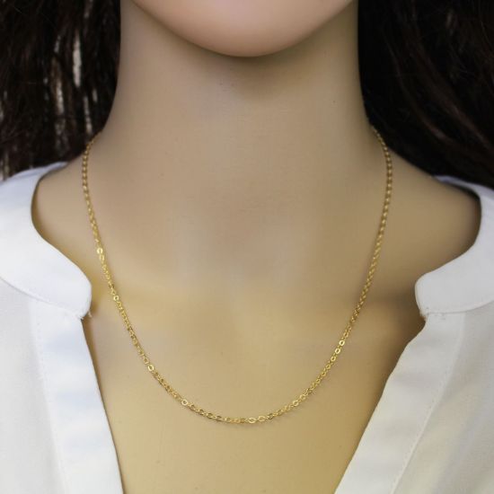Wholesale Gold Over Sterling Silver Strong Flat Cable Chain, Wholesale Bulk Necklace Chains