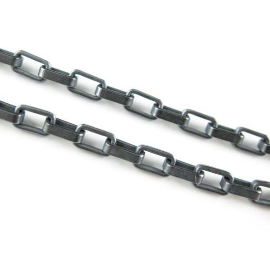 Wholesale chains, Oxidized Sterling Silver Heavy Box Chain 4.5x2.5mm Rectangle Links, Bulk Chain by the foot