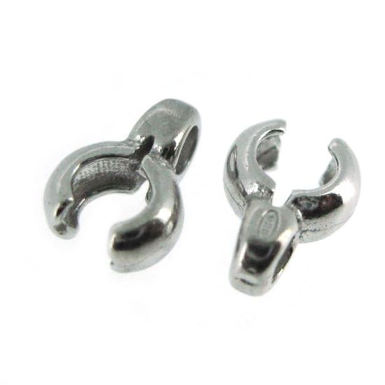 Wholesale Rhodium Plated Sterling Silver Crimped Tube Ends ,Crimp and Endings for Jewelry Making, Wholesale Findings