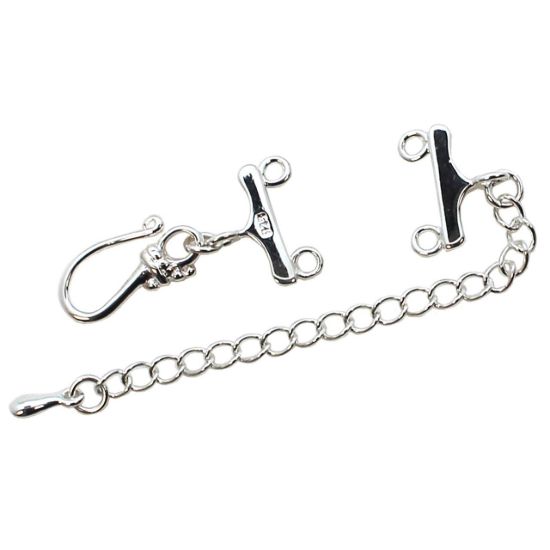 Wholesale Sterling Silver Multi-Strand Clasp with Hook and Extender Chain-2 Strand Clasp Connector