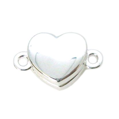 Wholesale Sterling Silver Smooth Shiny Heart Magnetic Clasp (1 clasp)