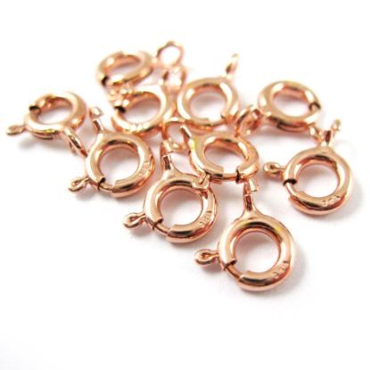 Wholesale Rose Gold over Sterling Silver 5.5mm Spring RIng Clasp for Jewelry Making, Wholesale Beads and Findings