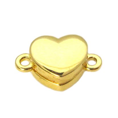 Wholesale Gold Plated Sterling Silver Smooth Shiny Heart Magnetic Clasp (1 clasp)