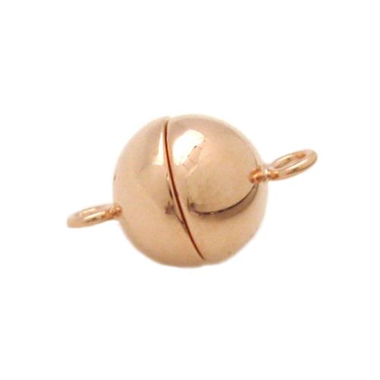 Wholesale Rose Gold Plated Sterling Silver Smooth Shiny Magnetic Ball Clasp - 10mm (1 clasp)