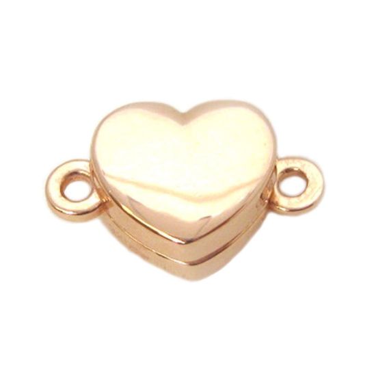 Wholesale Rose Gold Plated Sterling Silver Smooth Shiny Heart Magnetic Clasp (1 clasp)