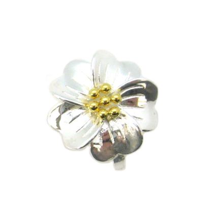 Wholesale Sterling Silver Two Tone Magnetic Flower Bail Clasp (1 clasp)