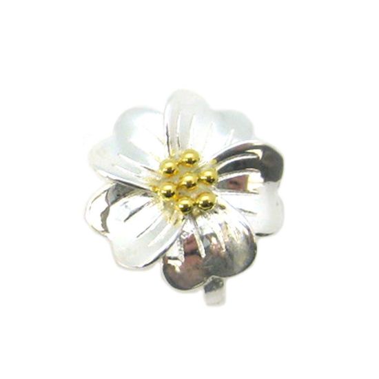 Wholesale Sterling Silver Two Tone Magnetic Flower Bail Clasp (1 clasp)