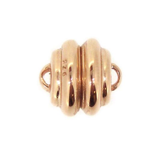 Wholesale Rose Gold Plated Sterling Silver Round Ribbed Magnetic Clasp (1 clasp)