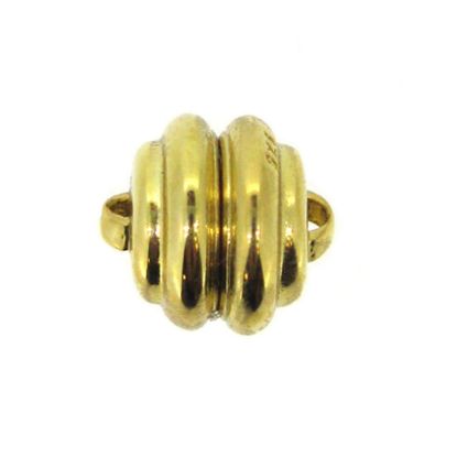 Wholesale Gold Plated Sterling Silver Round Ribbed Magnetic Clasp (1 clasp)