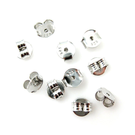 Wholesale Rhodium plated Sterling Silver Butterfly Back Earnuts for Jewelry Making, Wholesale Earwire and Findings