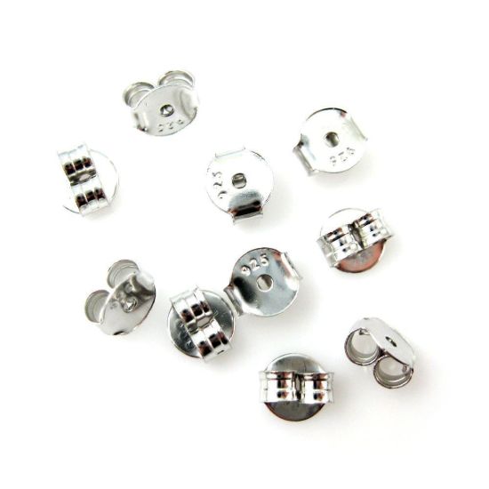 Wholesale Rhodium plated Sterling Silver Butterfly Back Earnuts for Jewelry Making, Wholesale Earwire and Findings