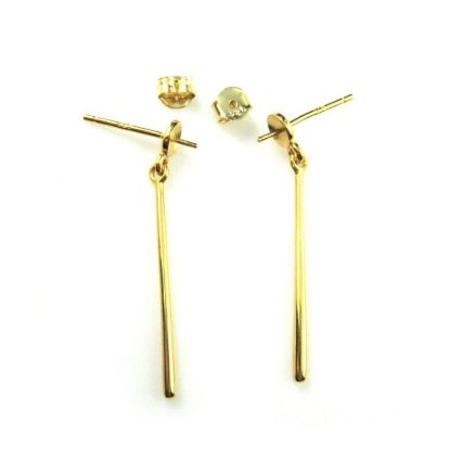 Wholesale Gold plated Sterling Silver Long Bar Earwire with Post for Drilled Beads for Jewelry Making, Wholesale Earwire and Findings