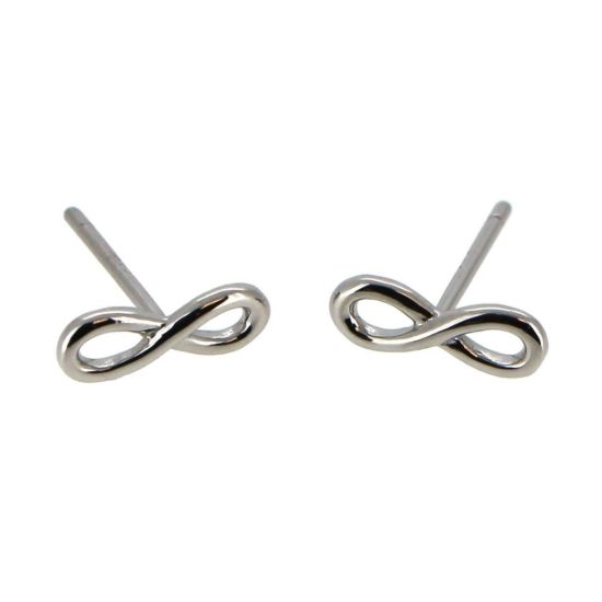 Wholesale Rhodium plated Sterling Silver Infinity Earring Studs for Jewelry Making, Wholesale Earwire and Findings