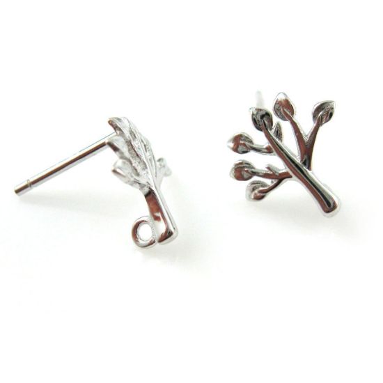 Wholesale Rhodium plated Sterling Silver Tree Earring Studs for Jewelry Making, Wholesale Earwire and Findings