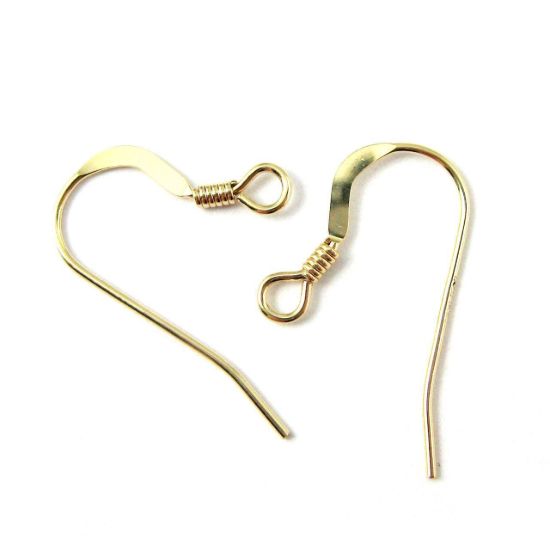 Wholesale Gold Filled Flat Fishhook with Coil for Jewelry Making, Wholesale Earwire and Findings