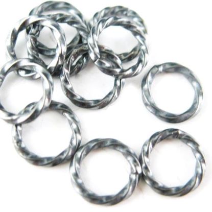 Wholesale Oxidized Sterling Silver 19 Gauge 8.5mm Twisted Closed Jumprings for Jewelry Making, Wholesale Findings