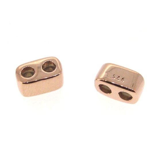 Wholesale Rose Gold Over Sterling Silver Sliding Beads with Silicone - Double Hole Stopper Beads (1 piece