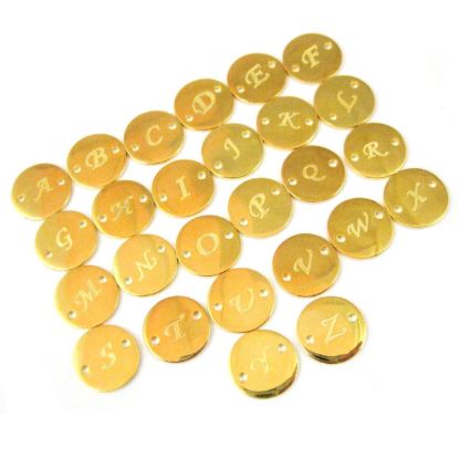 Wholesale Gold plated Sterling Silver Initial Stamped Round Connector Charm, Charms and Pendants for Jewelry Making, Wholesale Findings