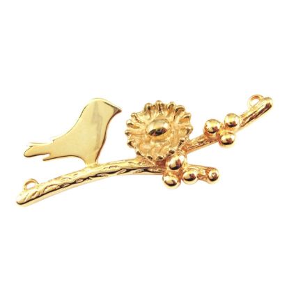 Wholesale Gold plated Sterling Silver Bird perched on a Branch with Nest and 1 Egg, Charms and Pendants for Jewelry Making, Wholesale Findings