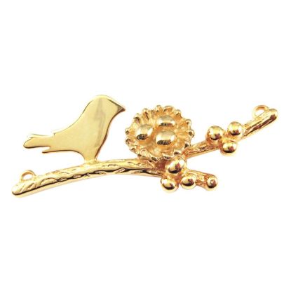 Wholesale Gold plated Sterling Silver Bird perched on a Branch with Nest and 3 Eggs, Charms and Pendants for Jewelry Making, Wholesale Findings