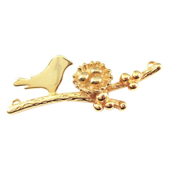 Wholesale Gold plated Sterling Silver Bird perched on a Branch with Nest and 3 Eggs, Charms and Pendants for Jewelry Making, Wholesale Findings