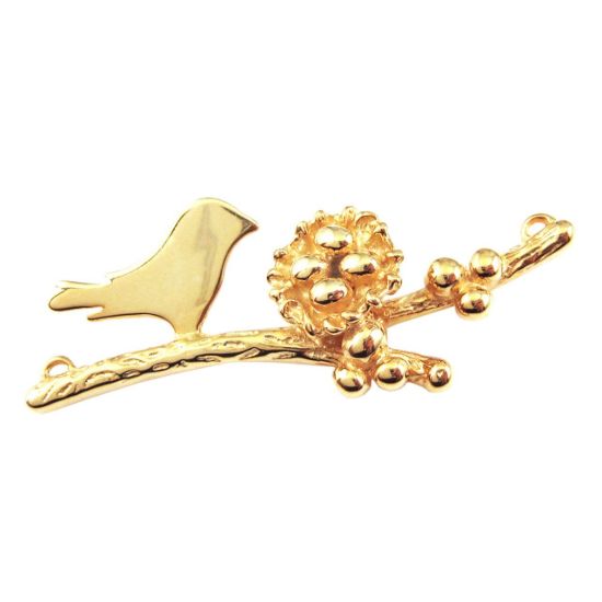 Wholesale Gold plated Sterling Silver Bird perched on a Branch with Nest and 4 Eggs, Charms and Pendants for Jewelry Making, Wholesale Findings