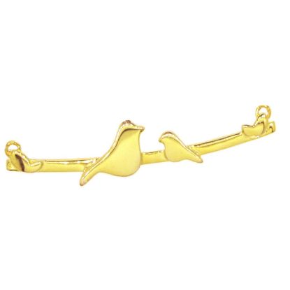 Wholesale Gold plated Sterling Silver Bird perched on a Bar with One Baby Bird Pendant, Charms and Pendants for Jewelry Making, Wholesale Findings