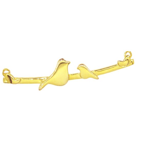 Wholesale Gold plated Sterling Silver Bird perched on a Bar with One Baby Bird Pendant, Charms and Pendants for Jewelry Making, Wholesale Findings