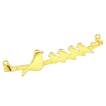 Wholesale Gold plated Sterling Silver Bird perched on a Bar with 4 Baby Birds Pendant, Charms and Pendants for Jewelry Making, Wholesale Findings