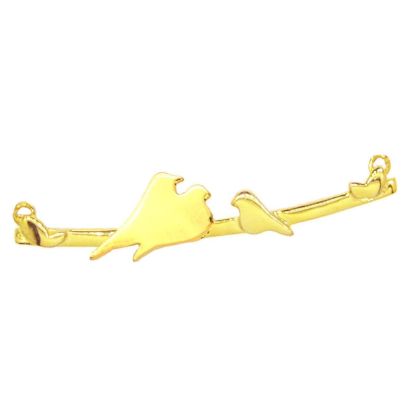 Wholesale Gold plated Sterling Silver Two Adult Birds perched on a Bar with One Baby Bird Pendant, Charms and Pendants for Jewelry Making, Wholesale Findings