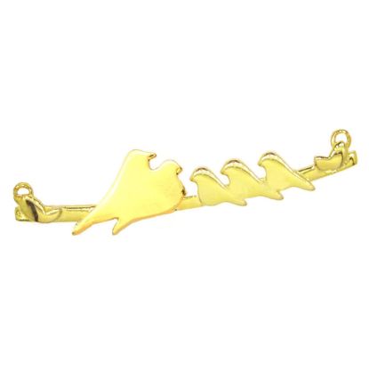 Wholesale Gold plated Sterling Silver Two Adult Birds perched on a Bar with 3 Baby Birds Pendant, Charms and Pendants for Jewelry Making, Wholesale Findings