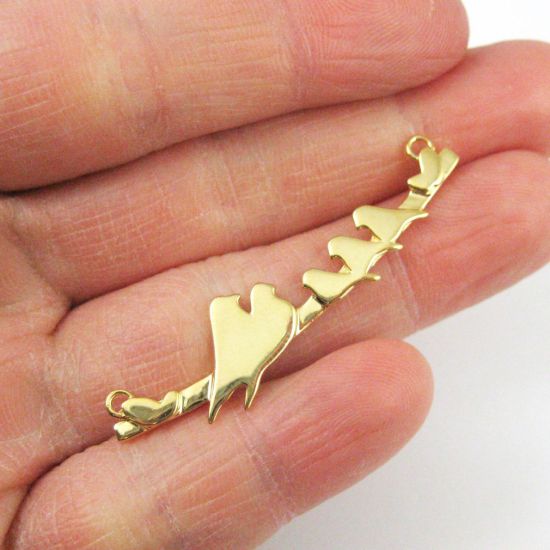 Wholesale Gold plated Sterling Silver Two Adult Birds perched on a Bar with 4 Baby Birds Pendant, Charms and Pendants for Jewelry Making, Wholesale Findings