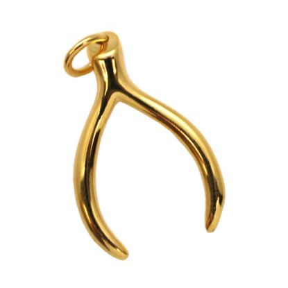 Wholesale Gold plated Sterling Silver Wishbone Pendant, Charms and Pendants for Jewelry Making, Wholesale Findings