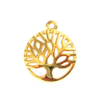 Wholesale Gold Over 925 Sterling Silver Tree of Life Charm Pendant - 12mm (1 pc)