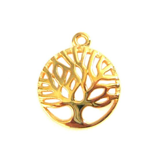 Wholesale Gold Over 925 Sterling Silver Tree of Life Charm Pendant - 12mm (1 pc)