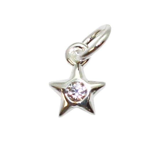 Wholesale Sterling Silver Tiny Star Charm with Cubic Zirconia, Charms and Pendants for Jewelry Making, Wholesale Findings