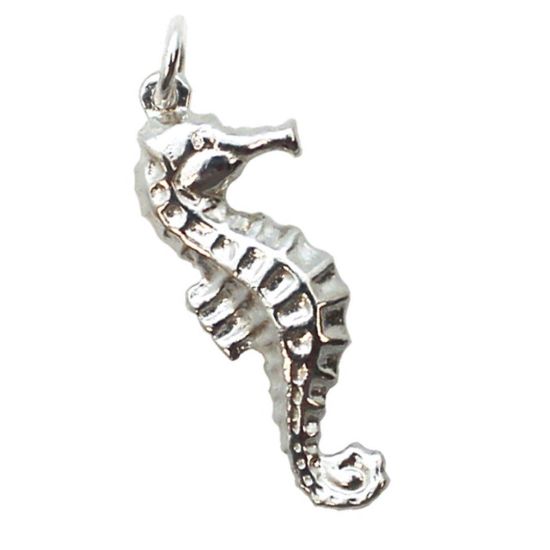 Wholesale 925 Sterling Silver Detailed Seahorse Charm - 27mm (1 pc)