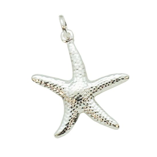 Wholesale 925 Sterling Silver Textured Starfish Charm - 25mm (1 pc)