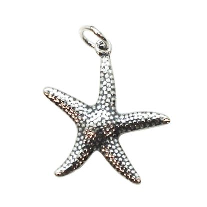 Wholesale Oxidized 925 Sterling Silver Textured Starfish Charm - 25mm (1 pc)