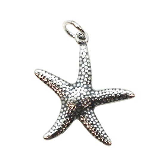 Wholesale Oxidized 925 Sterling Silver Textured Starfish Charm - 25mm (1 pc)