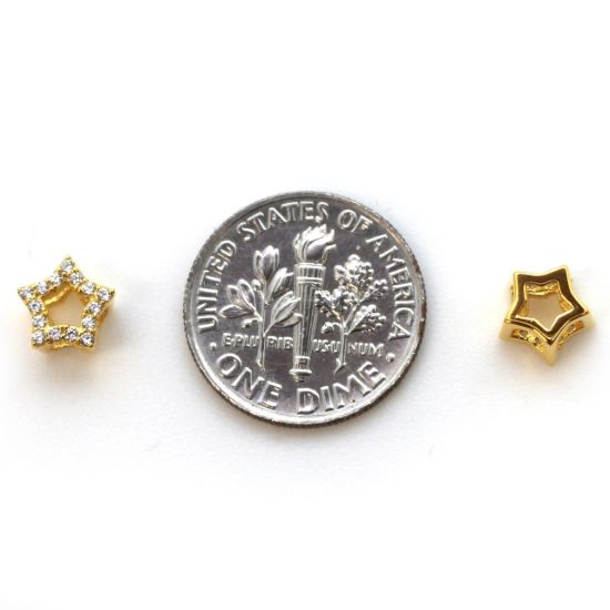 Wholesale Gold Plated Sterling Silver Tiny Star Connector Charm with CZ Stone , Charms and Pendants for Jewelry Making, Wholesale Findings
