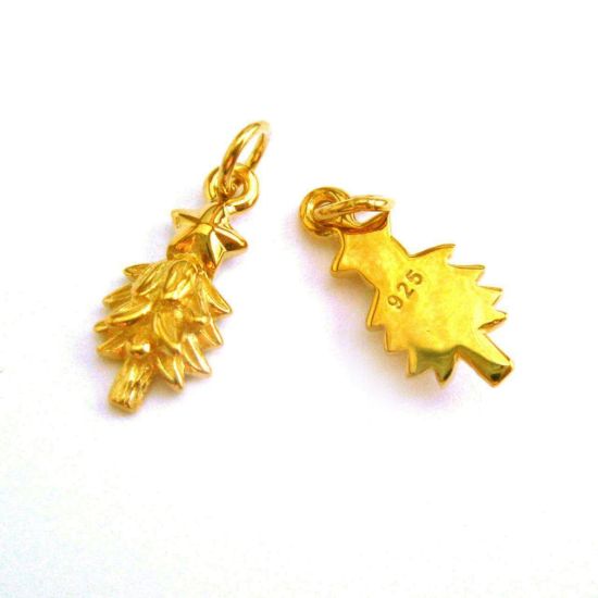 Wholesale Gold plated Sterling Silver Holiday Christmas Tree Charm, Charms and Pendants for Jewelry Making, Wholesale Findings