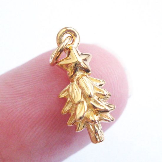 Wholesale Gold plated Sterling Silver Holiday Christmas Tree Charm, Charms and Pendants for Jewelry Making, Wholesale Findings