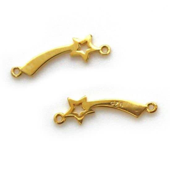 Wholesale gold plated Sterling Silver Shooting Star Connector Charm, Charms and Pendants for Jewelry Making, Wholesale Findings